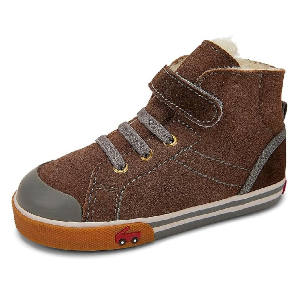 See Kai Run Boys Boots Size 4T Brown Shearling Devon Hook & Loop Closure NEW